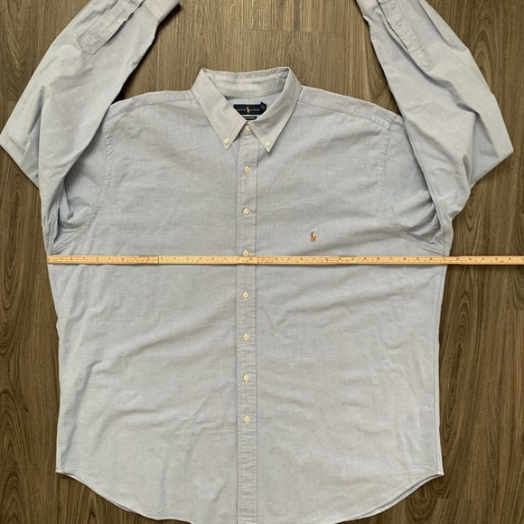 Ralph Lauren Shirt Mens 3XLT Blue Knit Oxford Long Sleeve Button Down Flesh Pony - Picture 6 of 9